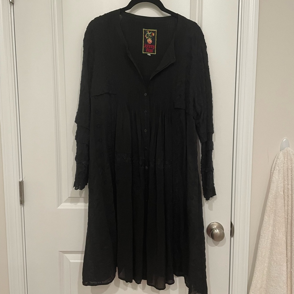 Johnny Was Boho Flowy Dress Black XL